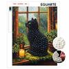 DIY Framed Pearl Bead Art Kit Black Cat by Window Sparkling Canvas Painting Relaxing Handmade Craft Gift for Home Decor Relaxing Stress Relief DIY