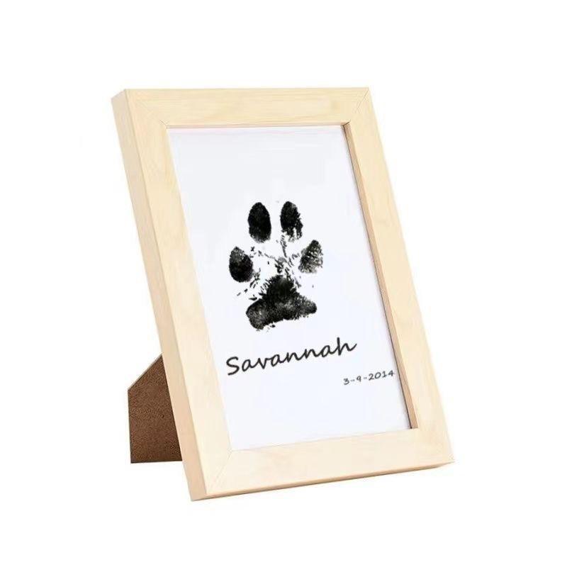 Pet Paw Print Ink Pad Frame - Dog & Baby Commemorative Imprint, Wash-Free Ink.