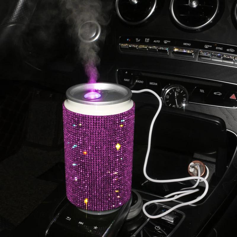 Umidificator auto Diamond Crystal cu lumină LED Umidificatoare de birou Portabil USB Mini Odorizant de aer Accesorii auto pentru femei