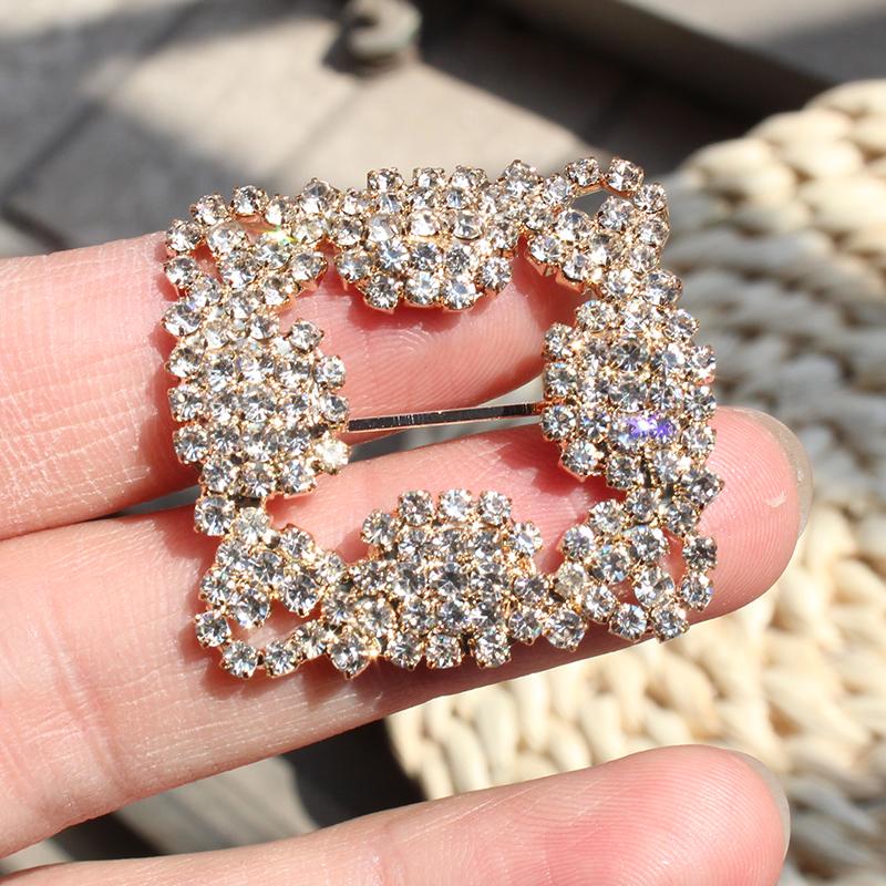 

NEW 2Pcs/lot 30*30MM Shiny Square Slider Rhinestone Buckles Crystal Decor Wedding fit rib and Shoe Belt Cloth Buckles Fitting