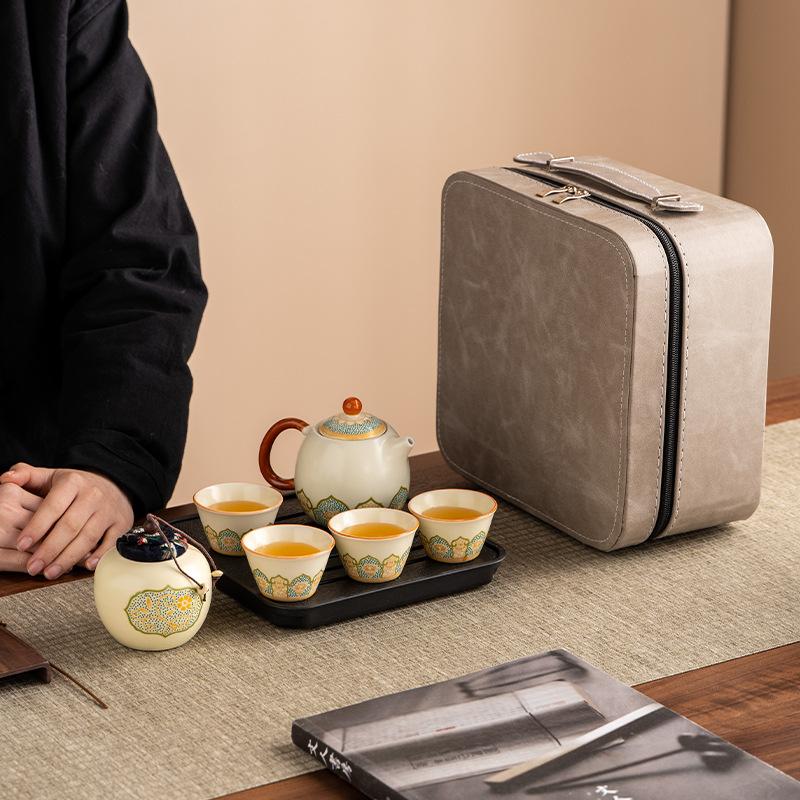 

Ru kiln kung fu tea set household open teapot tea tray office high-end tea brewing dragon egg teapot complete set Chinese style