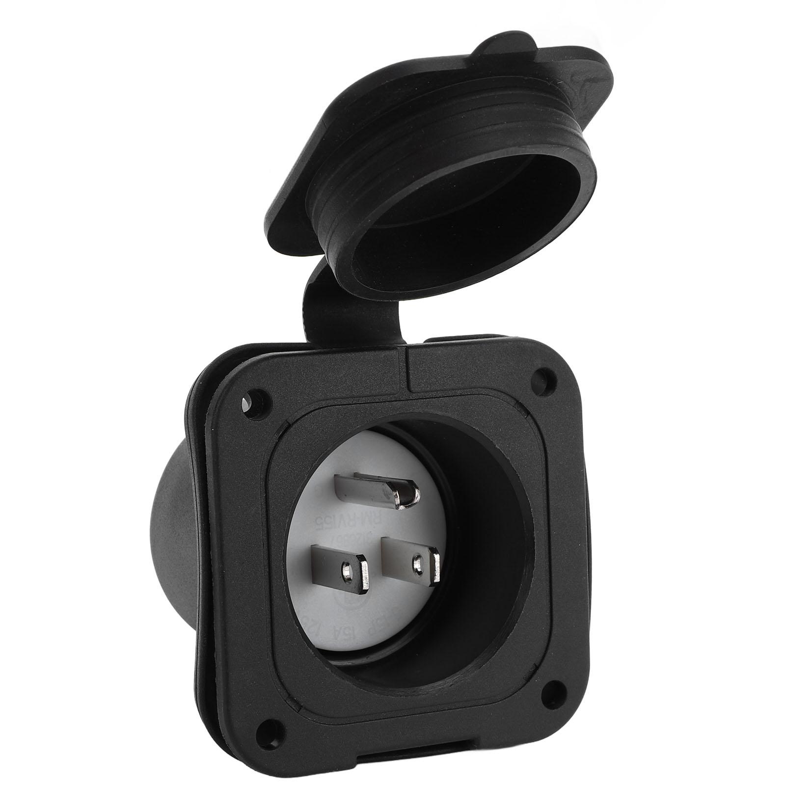 

15 Amp Flanged Inlet Recessed 125V Shore Power Inlet Receptacle Plug with Water Resistant Covers Exterior Electrical
