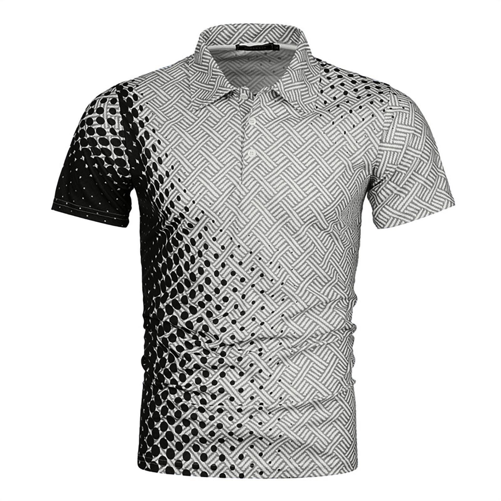 

New Men s Summer Fashion Casual 3D Printing Tops Shirt Lapel Casual Short Sleeve Top XL белый
