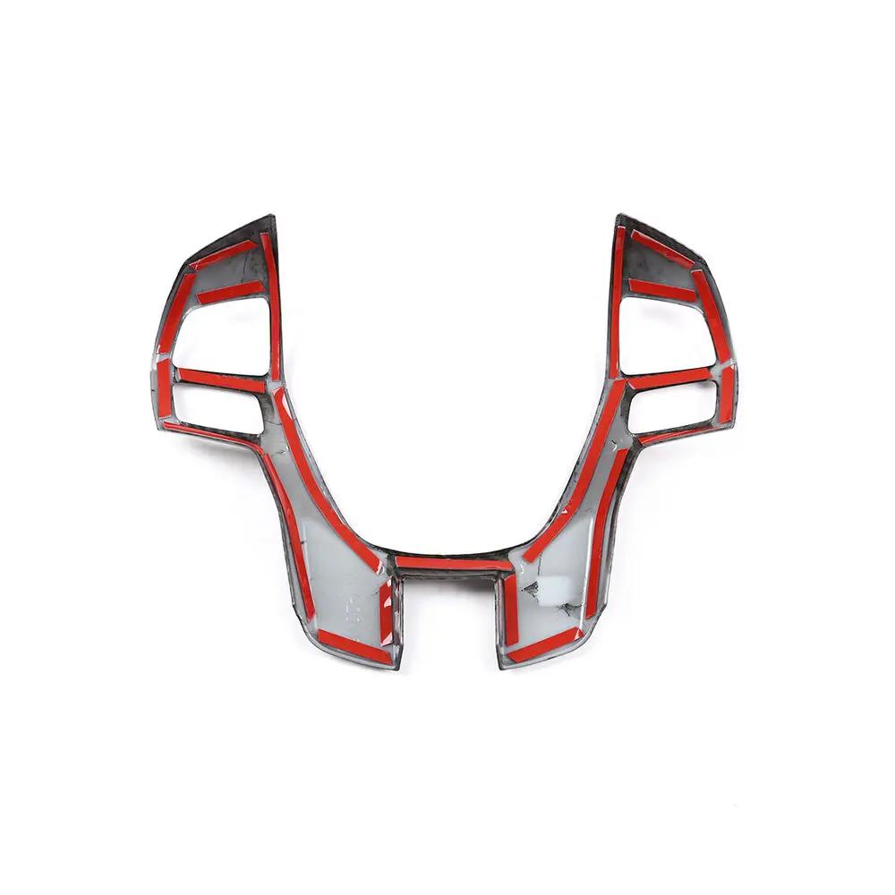 For Ford Everest Ranger 2015-2025 ABS Carbon Fiber Style Inner Car Steering Wheel Cover Trim Button Panel Frame Sticker Decor