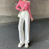 Narrow Version Wide-leg Jeans Women's Autumn Thin Light-colored High-waisted Straight Loose and Thin Small Floor Pants