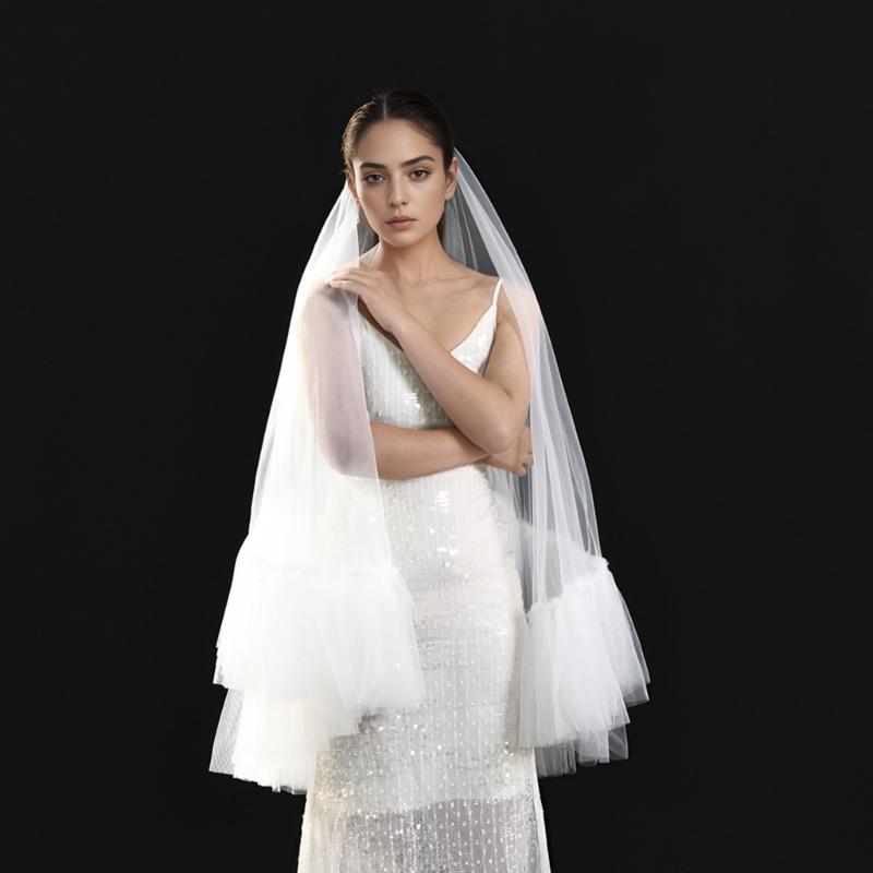 Romantics Short White Veil Light Weight Bride Breathable Veil Adjustable Veils Unique Fashion Accessories
