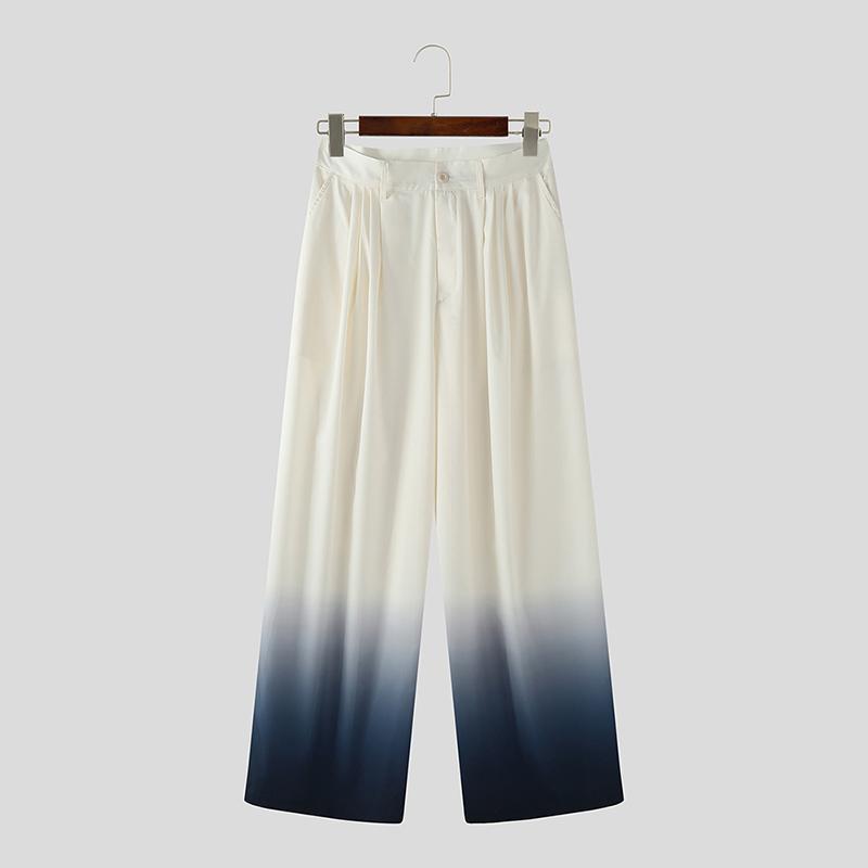 

INCERUN Мужские повседневные длинные прямые брюки с градиентом на молнии на талии и карманами XL