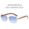 Cheetah Pattern Modern Metal Square Sunglasses With Blue Lenses For Stylish Sun Protection