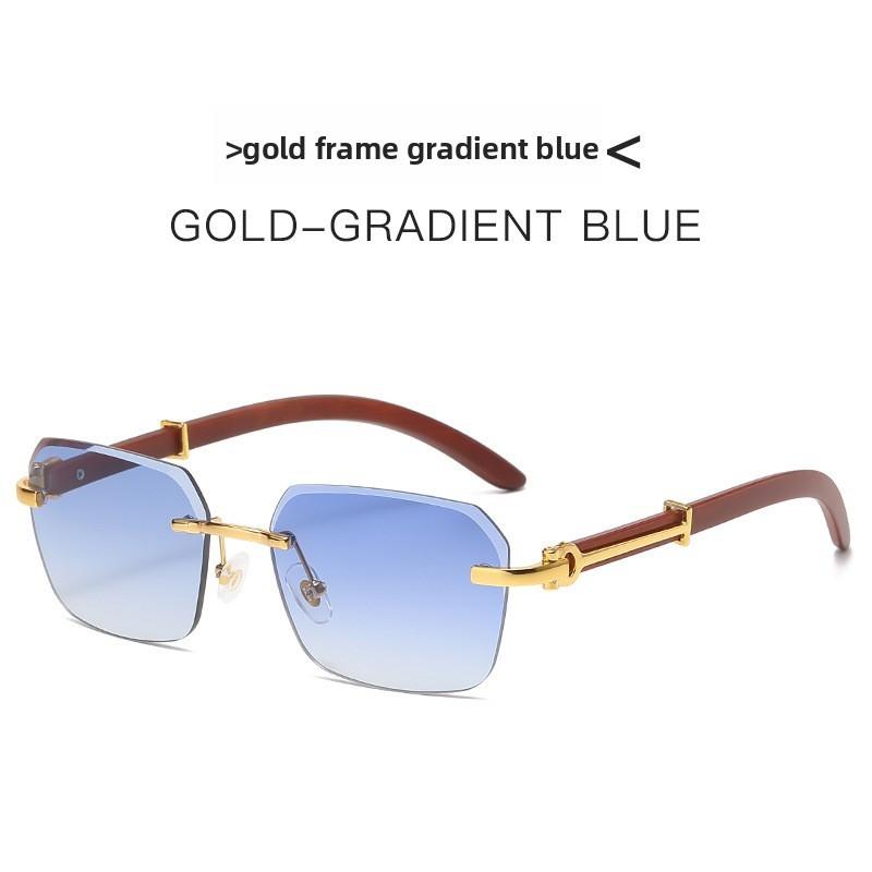 Cheetah Pattern Modern Metal Square Sunglasses With Blue Lenses For Stylish Sun Protection