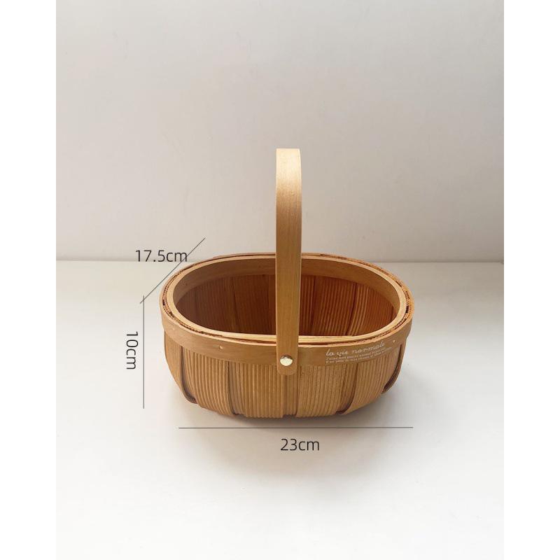 Compact Bamboo and Rattan Woven Picnic and Storage Basket for Fruits, Bread, and Eggs