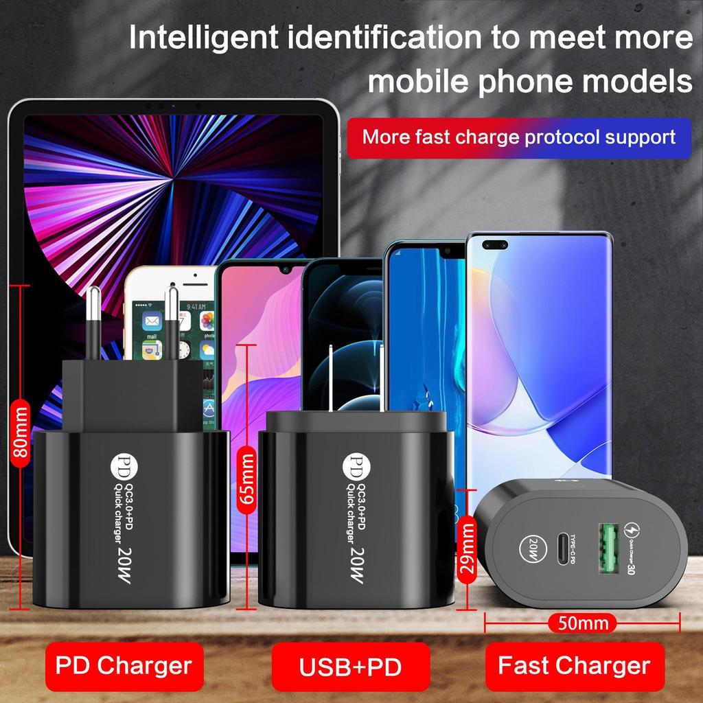 12W PD Fast Charger 2.4A EU/US Plug Type-C Adapter