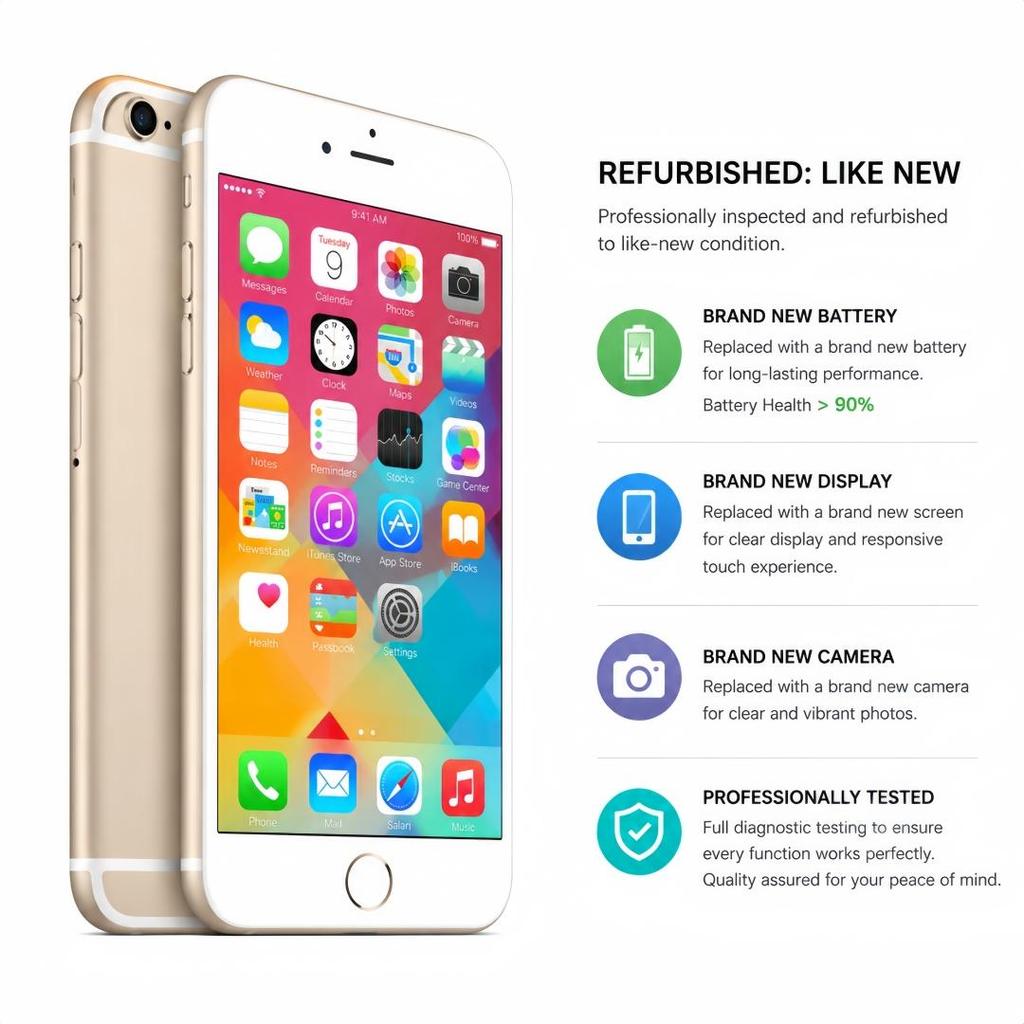 Refurbished Apple iPhone 6 Plus 128GB Black/Gold/Silver 5.5" Big Screen Smartphone Unlocked Global Version
