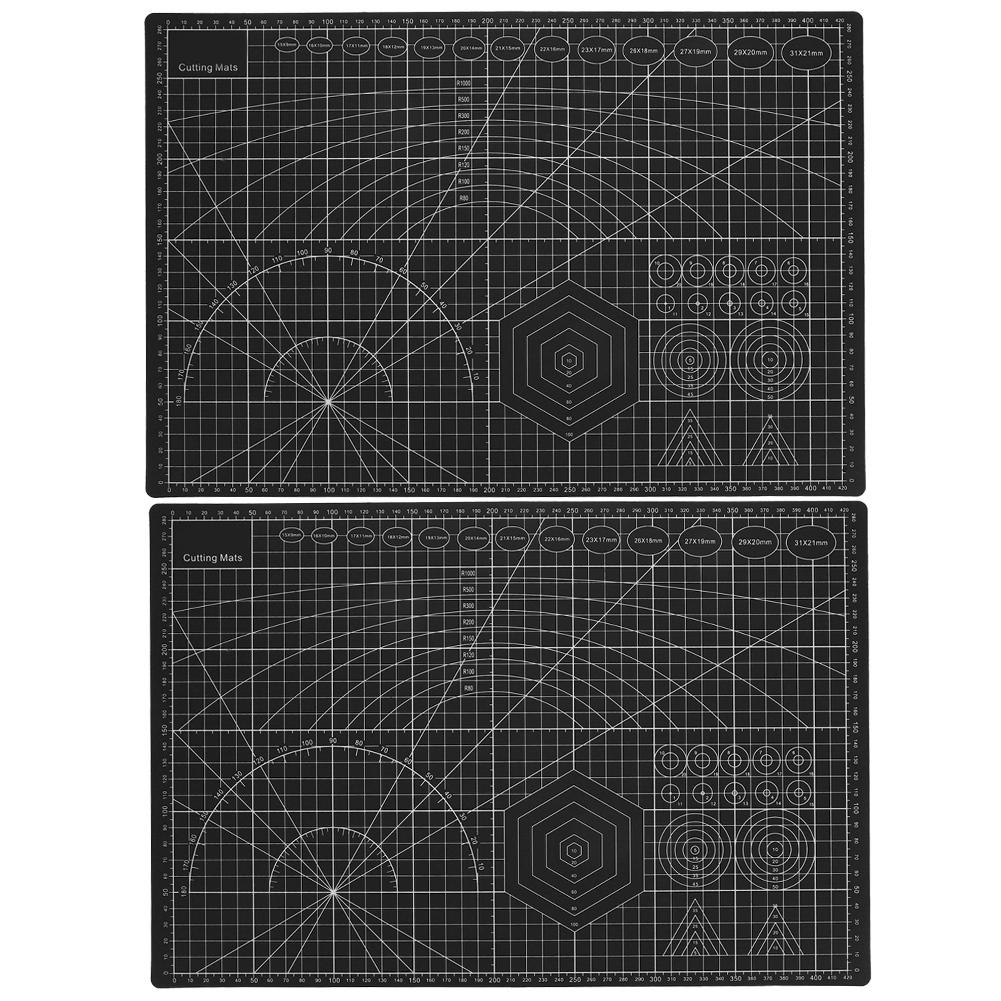 2Pcs Cutting Mat A3 Black Model Cut Pad Paper Rubber Stamp Engraving Scale Board