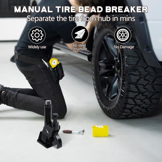 Tire Change Tool Manual Bead Breaker with Rubber Pad, Aluminum Alloy Hub Friendly Portable Changer, Remover Heavy Duty Removal for ATVs UTVs Tractors
