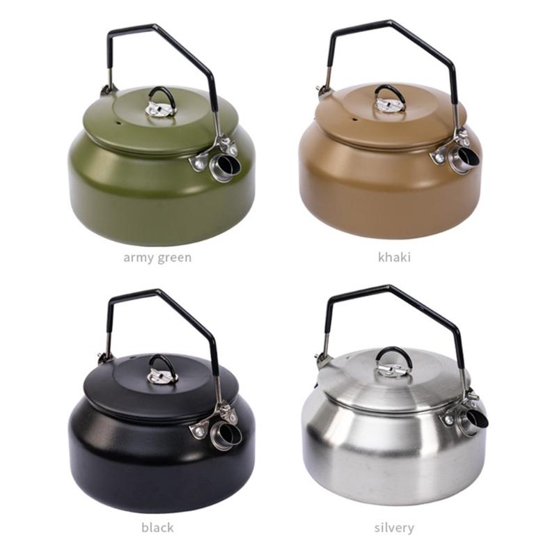 Portable 1 Litre Lightweight Stainless Steel Camping Kettle Durable and Camping Tea Pot for Indoor Outdoor Campfire Use