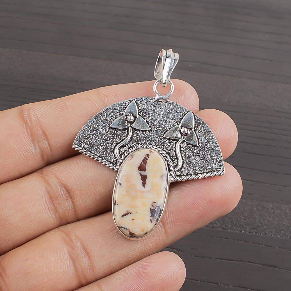 Natural Coffee Bean Jasper Gemstone 925 Sterling Silver Jewelry  Pendant 1.82  AJP-1993