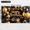 2D Black & Gold Glitter Birthday Background Cloth for Adult Party Photoshoot