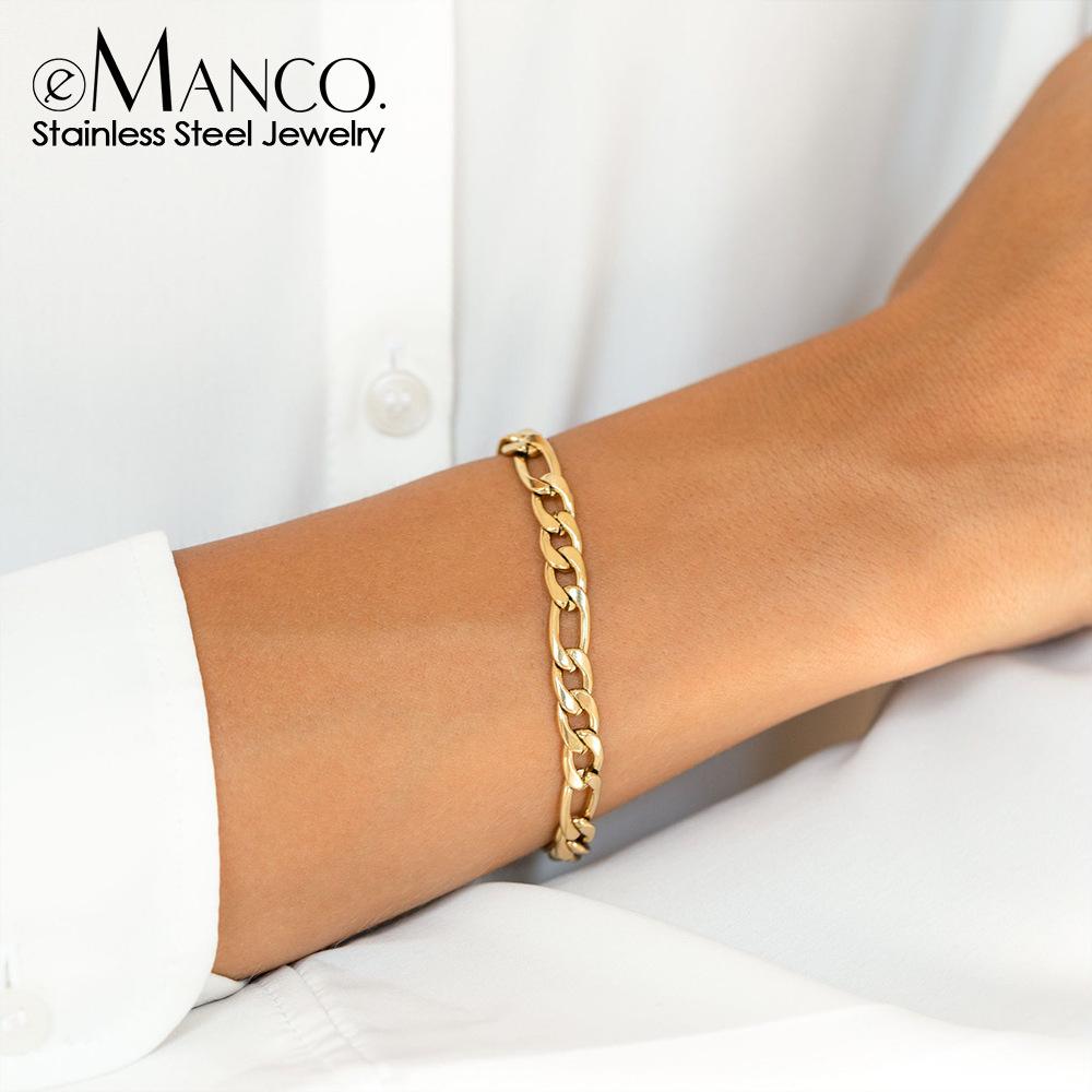 eManco Simple Gold Plated Bracelet - Colorfast, Versatile, Fashionable Accessory for Girlfriend