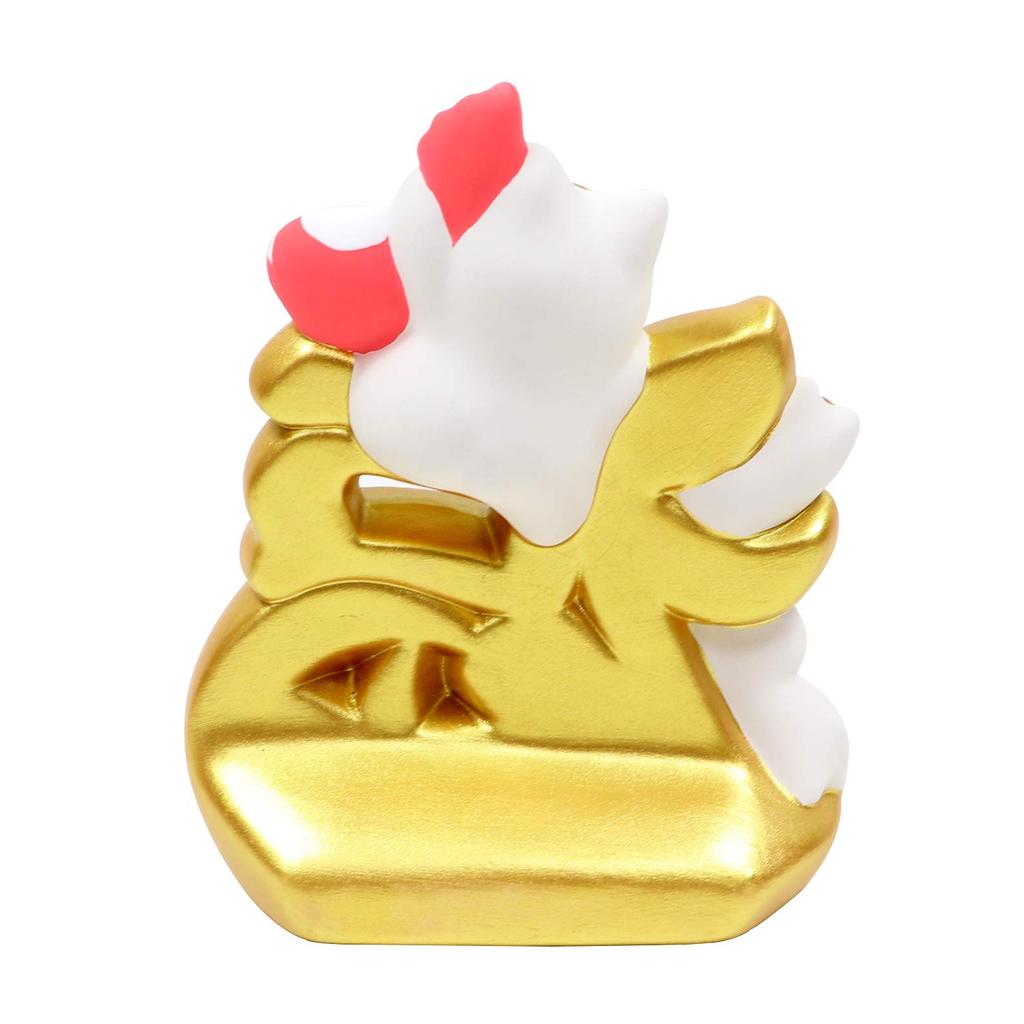 Osaka Choseido Figurine with Auspicious Characters Cute Ceramic Good Luck Includes Original Wooden Tag Maneki-neko (Goroku Nyago) - Charm,