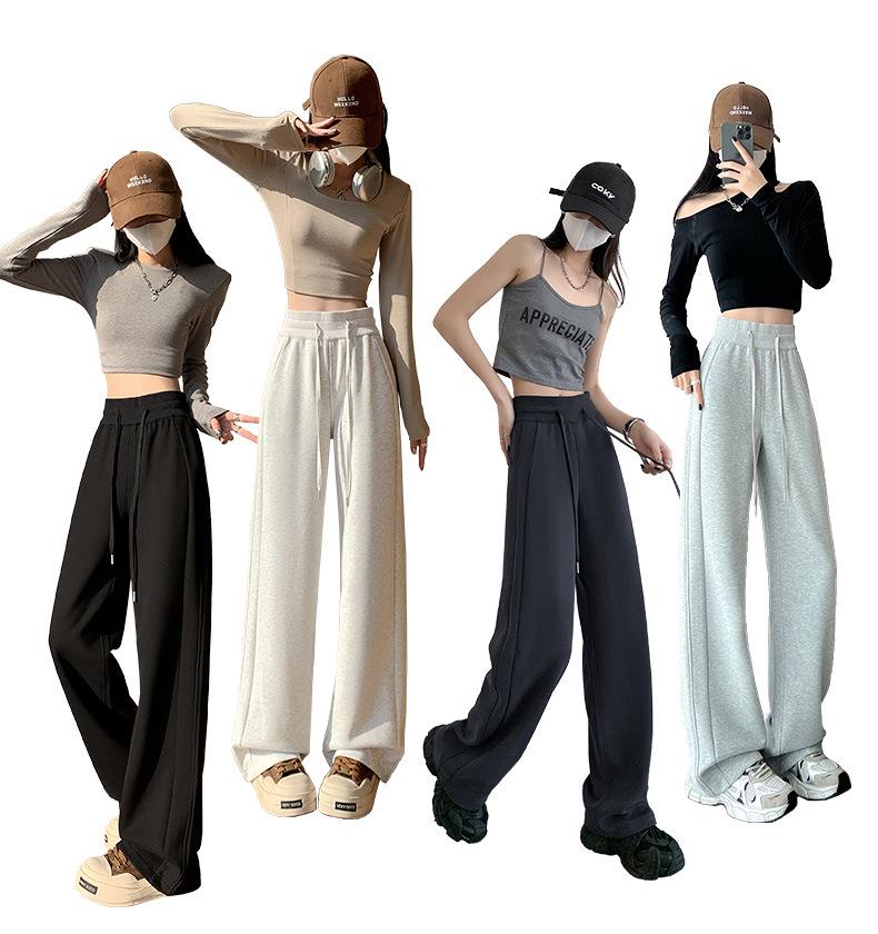 Women's Dark Gray Slimming Straight-Leg Sweatpants - Spring/Fall 2025