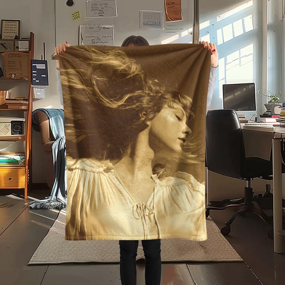 1PC Taylor Print Flannel Blanket, High Quality All Seasons, Home Decor, Warmth and Comfort, Perfect for Christmas Gifts