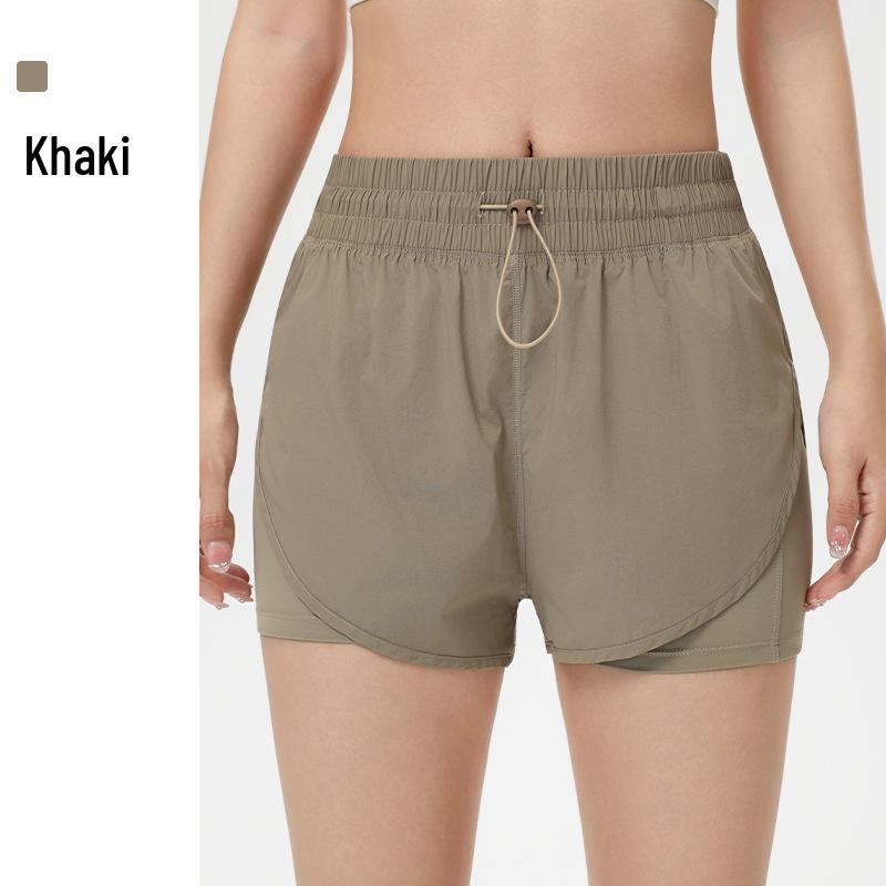 Women's 2026 High-Waisted Quick-Dry Fake Two-Piece Sports Shorts - Breathable Running & Yoga Fitness Shorts for Summer
