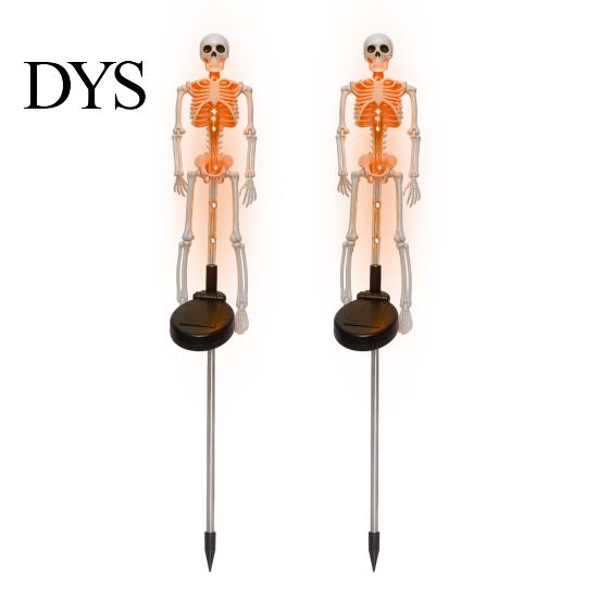 Cemetery Markers for Halloween 2Pcs Solar Skeleton Stake Light, Glowing Realistic Figurine, Waterproof Outdoor Lawn Decorations Lamp Party Pathway