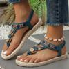 Sandalias de Playa Casuales para Mujer Talla Grande Sandalias de Color Sólido Zapatos de Punta Redonda Estilo Bohemio Sandalias de Ocio Zapatos con Suela de Goma