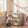 3-Tier Children's Toy Organizer with 6 Drawers, Plastic Storage Boxes, 75x37x56.5cm, Cream