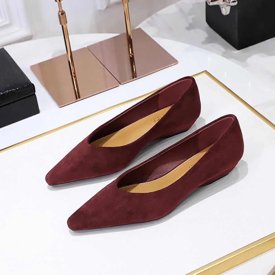 Korean Style Women's Wedge Heel Suede Pointed Toe Shoes - Comfortable & Versatile