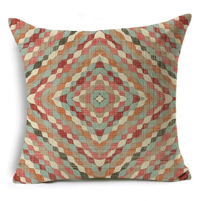 Mandala Graffiti Cushion Cover 45X45Cm Linen Decorative Pillow Cover Sofa Bed Pillow Case