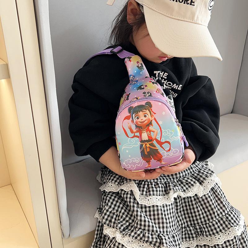 New Little Boy Nezha Breast Bag, Boy Baby Going Out, Light Messenger Bag, Girl Cute Cartoon Change Bag