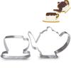 2Pcs Teapot Tea Cup Set Cookie Cutter Stainless Steel Fondant Cake Mold Tool