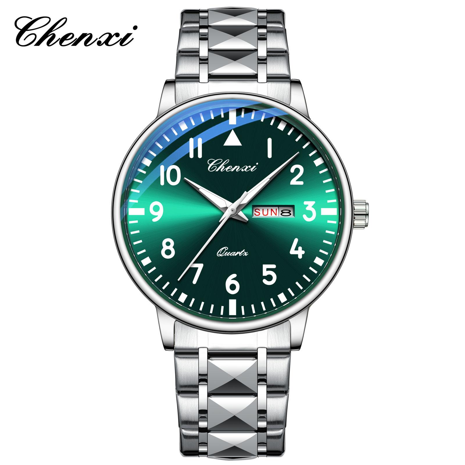 

Новые кварцевые часы для мужчин из нержавеющей стали, водонепроницаемые, светящиеся, с календарем, деловые мужские часы Regalos Para Hombres зелёный