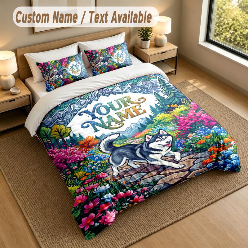 American Patriotic Theme Personalized 3Pcs Bedding Set Custom Text & Name 1 Sheet 2 Pillowcases Household Bedding 1pc