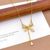 Necklace New Ribbon Bow Necklace Accessories Women's ins Style Niche Design Sense Fashion Versatile Clavicle Chain Women