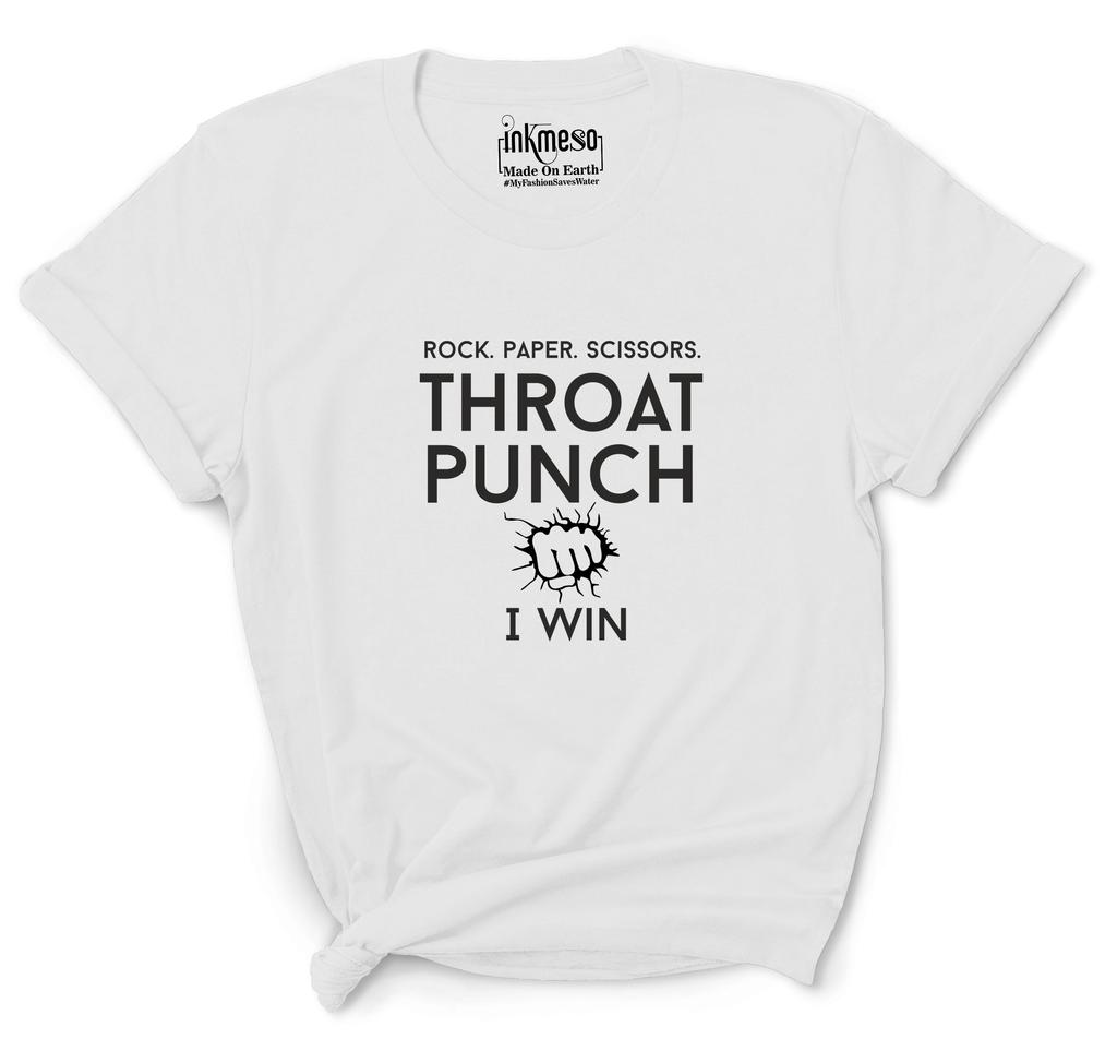 Inkmeso Tee For Womens    Rock. Paper. Scissors. Throat Punch I Win   Funny 80s 90s Retro Graphic