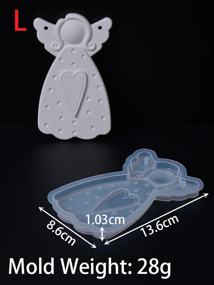 DIY Faceless Angel Silicone Mold Christmas Tree Hanging Ornament Plaster Concrete Resin Mould Heart Dot Texture Dress Girl Craft
