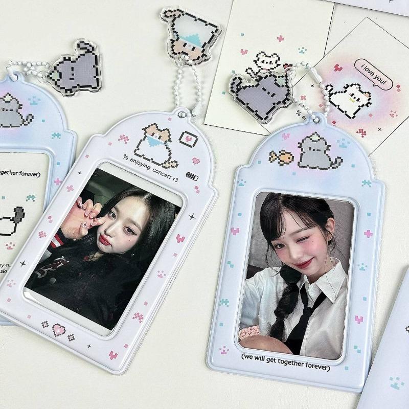New Cute Cartoon Photo Card Holder 3 inch Decorative Idol Photo Album Protective Sleeves Kawaii Japanese Stationery Pendant