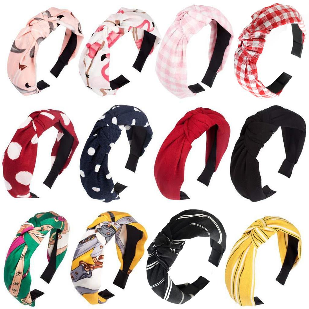 Wire Knotted Headband Knot Turban Headband Bowknot Bows Wide Headwrap Elastic Hair Accessories For Women