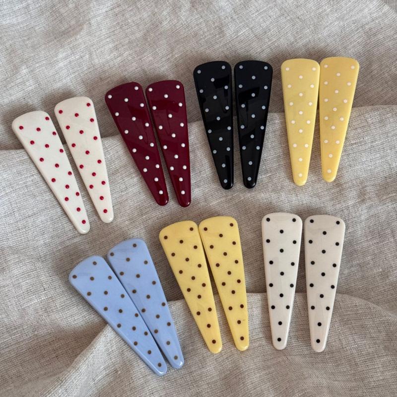 Vintage Polka Dot Hair Barrettes INS Style 7 Colors Acrylic Hair Clips Anti-slip Fashion Hair Accessories for Women Parties