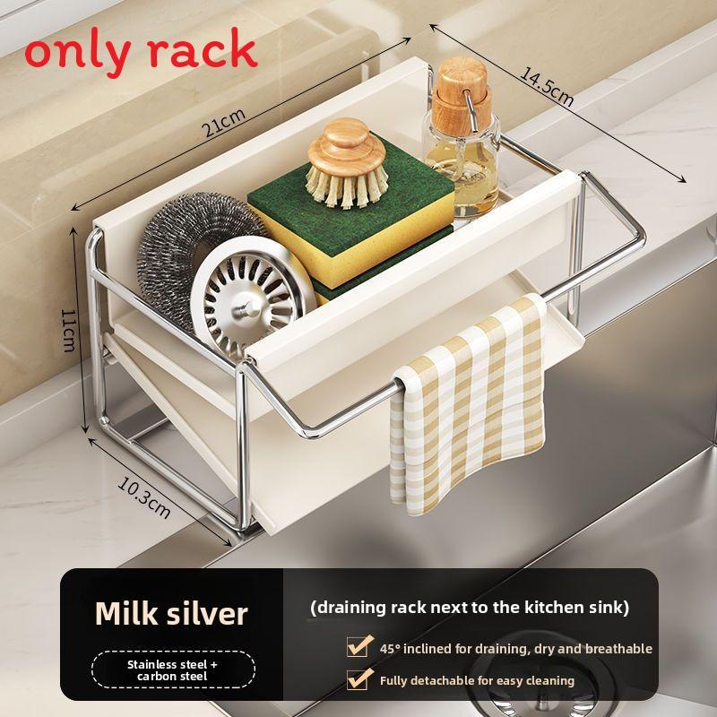 Stainless Steel Kitchen Sink Drain Rack With Water Drainage And No Installation For Home Use