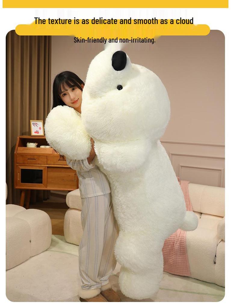 Extra Large Long-Haired Dog Plush Pillow – Bear Hug Sleeping Pillow Gift for Girls