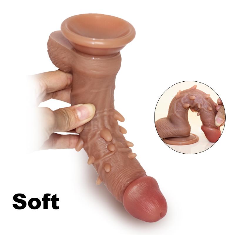 Realistic Silicone Dildo with Textured Surface - Women’s Adult Sex Toy for Enhanced Stimulation