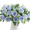 1PC Artificial Flowers Silk Rose Peony Small White Bouquet Vases for Home Party Winter Wedding Decoration Cheap Fake Plant