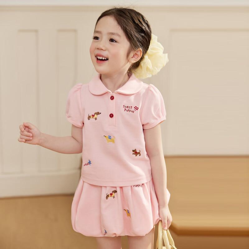 LUSON Girls' Embroidered Polo Dress Set