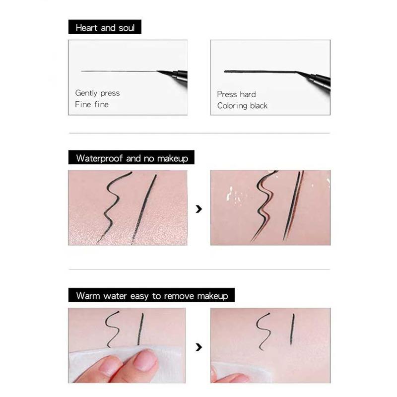 1PC waterproof, sweat-proof and non-smudging thick black extremely thin head long-lasting eyeliner pen eyeliner pen