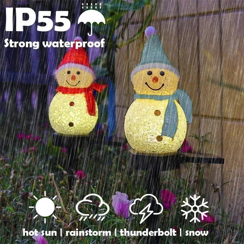 Solar Ground Lights Christmas Snowman Decoration Atmosphere Nightlight Outdoor Garden Garden EVA Rice Grain Snow Man
