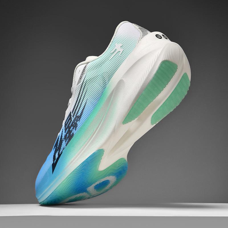 Full Palm Carbon Plate Real Popcorn Sneakers Men's Running Shoes Mesh Men's Shoes Professional Racing Student Running Shoes Shock Absorption