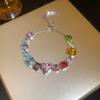 Square Round Colorful Rhinestone Bangle Love Heart Women's Hand Bracelet  Party Dress